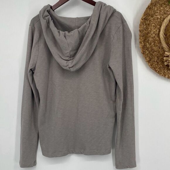 James Perse Women's French Terry‎ Long Sleeve Drawstring Hoodie Taupe Large - Picture 8 of 14